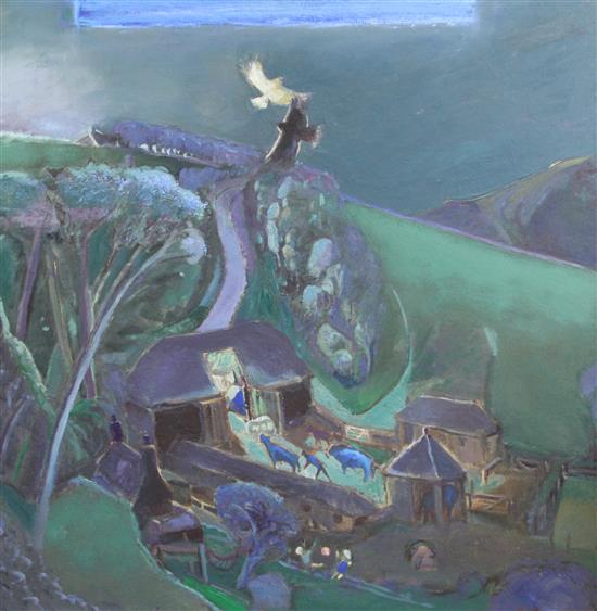 § Harold Mockford (1932-) Sacred Farm (Nativity at Firle), 36 x 36in.